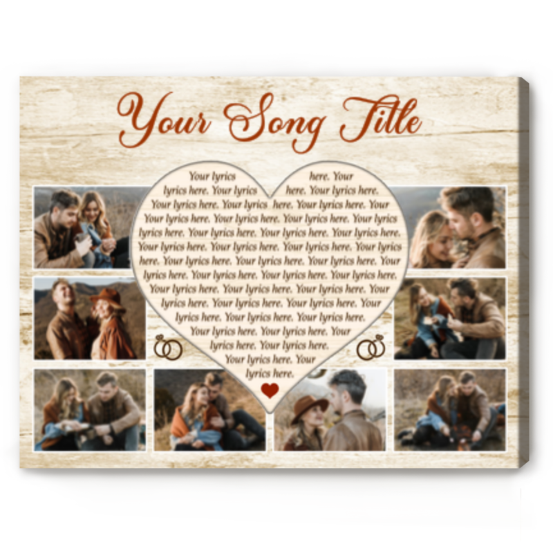 Wedding Photo with Song Lyrics, Favorite Song Canvas, Anniversary Gift With Pictures