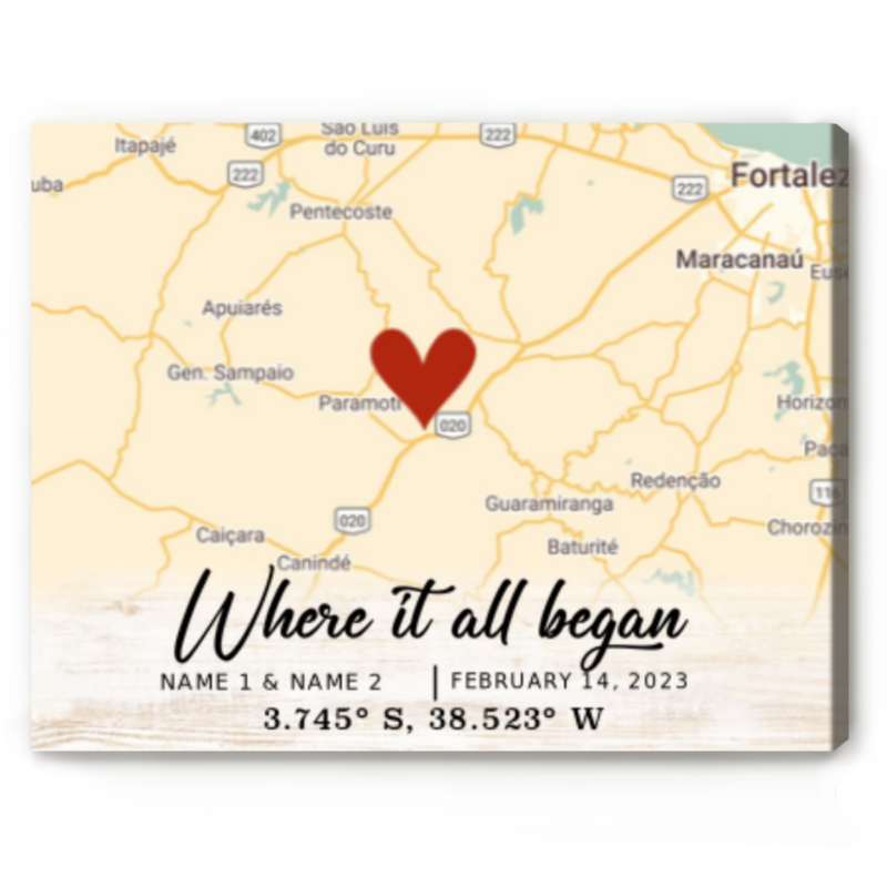 Unique Personalized Gifts Map Print, Personalized Map Gifts Where It All Began, Anniversary Gift For Her For Him, Valentines Day Gift For Wife Husband