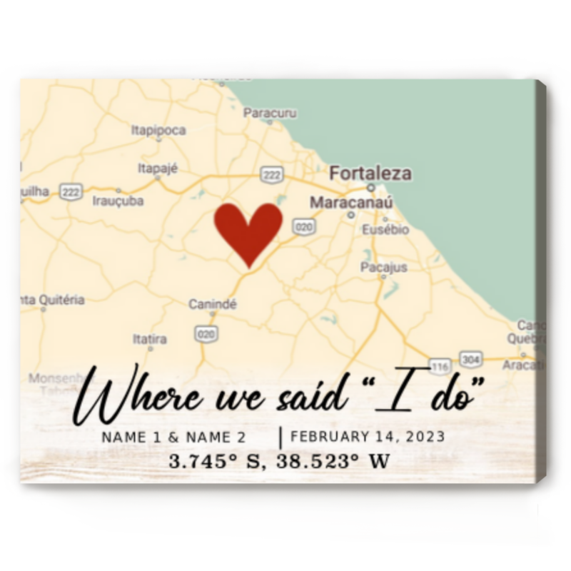 Personalised Map Print Where We Said I Do Location Gift First Anniversary Gift for Him