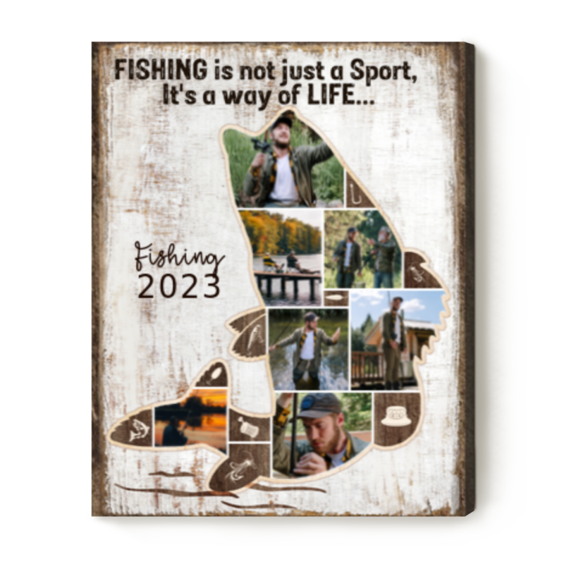 Personalized Fishing Gifts, Bass Fishing Photo Collage, Fishing Gifts for Dad, Mens Fishing Gift