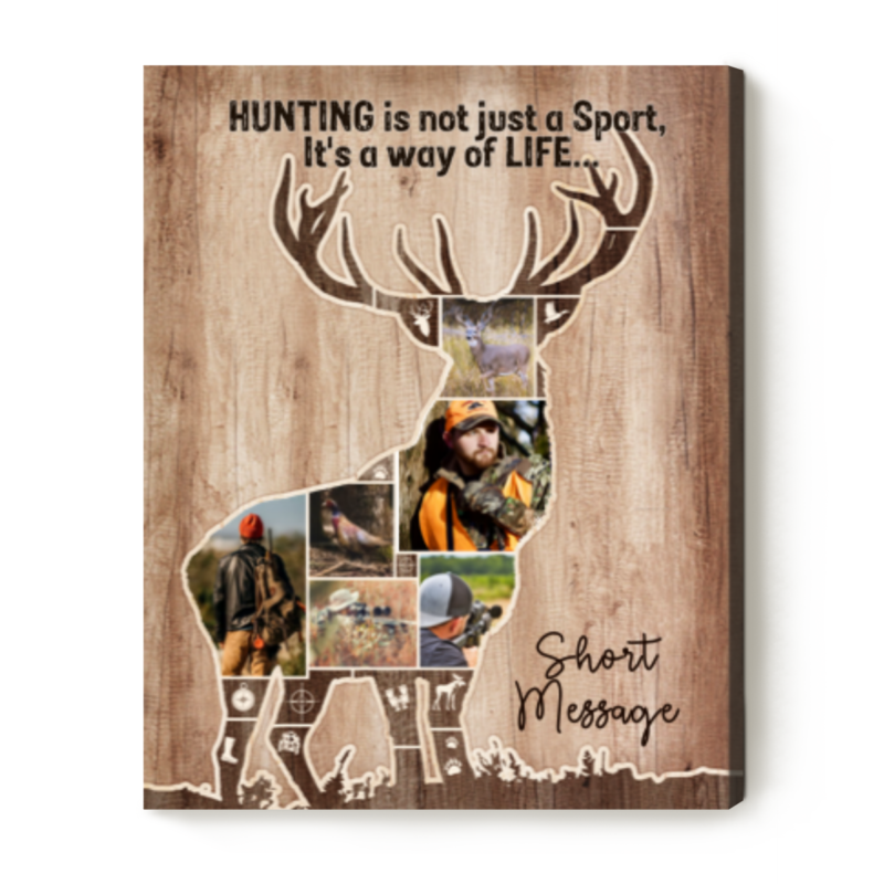 Deer Personalised Photo Collage Print, Unique Hunting Gift For him For Dad, Best Gift For Deer Hunters