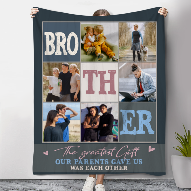 Personalized Photo Gifts for Brother Custom Brother Fleece Blanket Brother Birthday Gift From Sisters