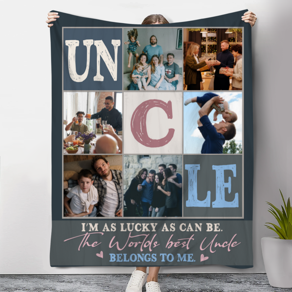 Personalized Gifts For Uncle Birthday, Custom Uncle Photo Blanket