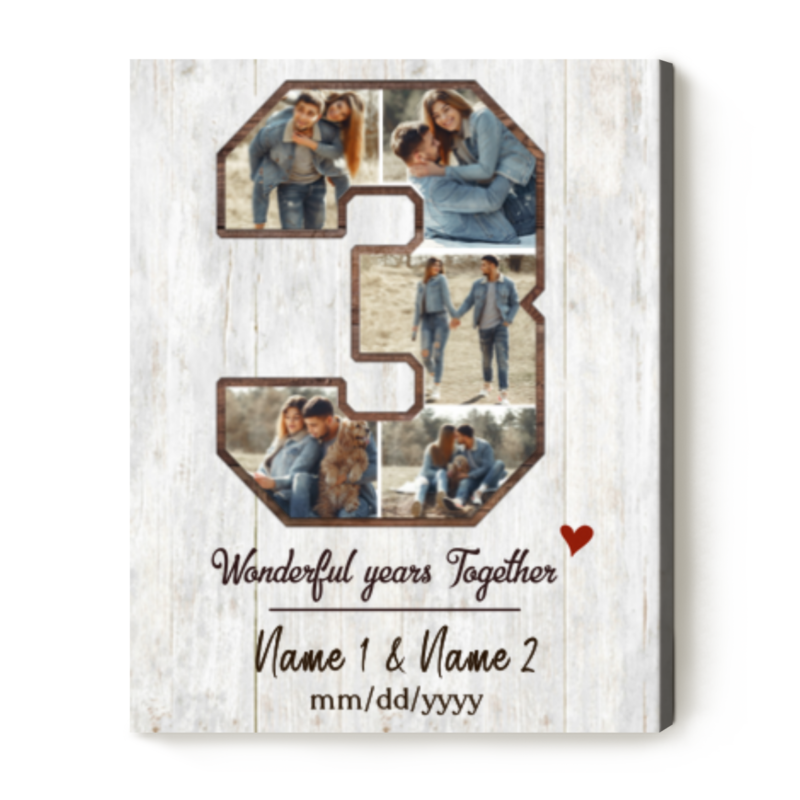 3 Year Anniversary Gift, Personalized 3rd Anniversary Canvas, 3rd Marriage Anniversary Gift, 3 Year Anniversary Gift For Him Her