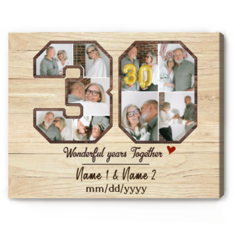 Personalized 30th Anniversary Gift, 30th Marriage Anniversary Gift, 30 Wonderful Years Together Canvas, Traditional 30th Anniversary Gift