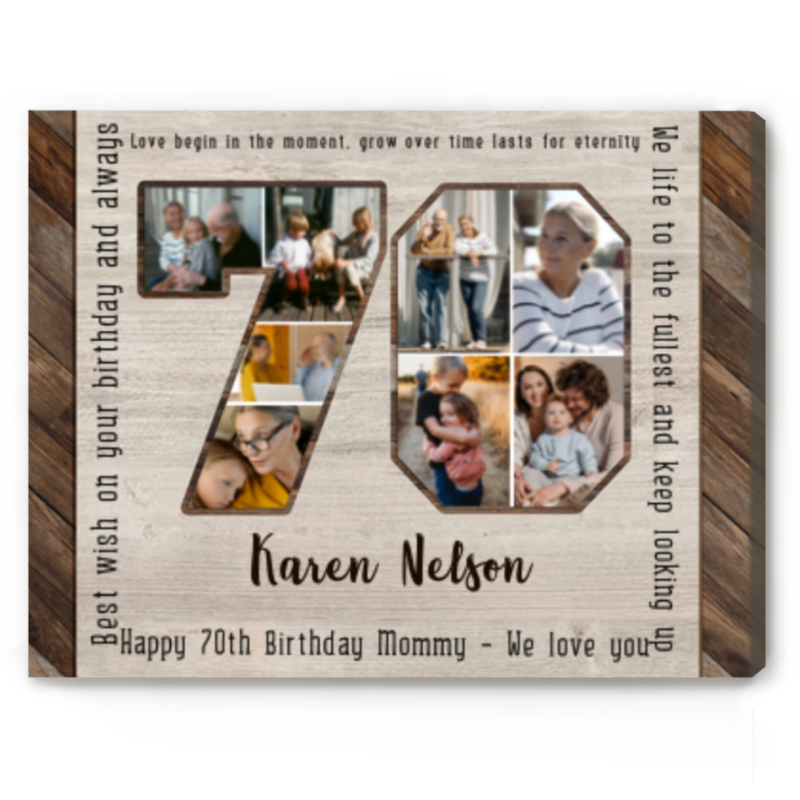 Personalized 70th Birthday Photo Collage Canvas, Meaningful 70th Birthday Gifts, Gifts for 70 Year Olds
