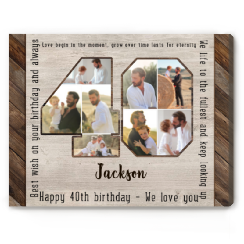 Personalized 40th Birthday Photo Collage Canvas, Gift for 40th Birthday, 40th Birthday Gifts, 40 Years Old Gift