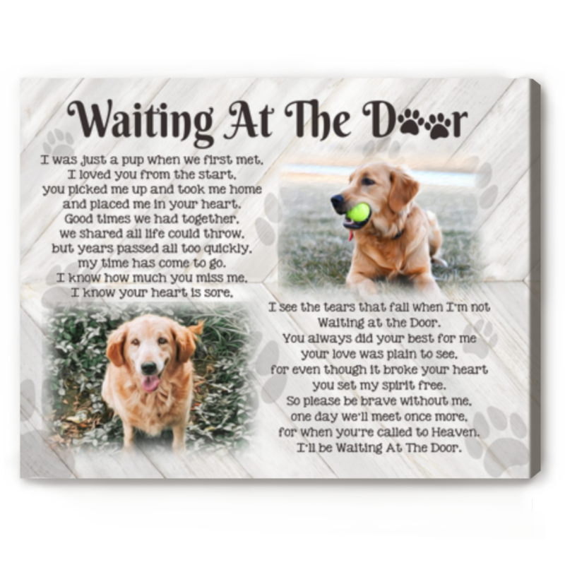 Personalized Pet Loss Sympathy Gift, Waiting at the Door Custom Photo Canvas, Pet Passing Bereavement Wall Art, Loss of Dog Gift