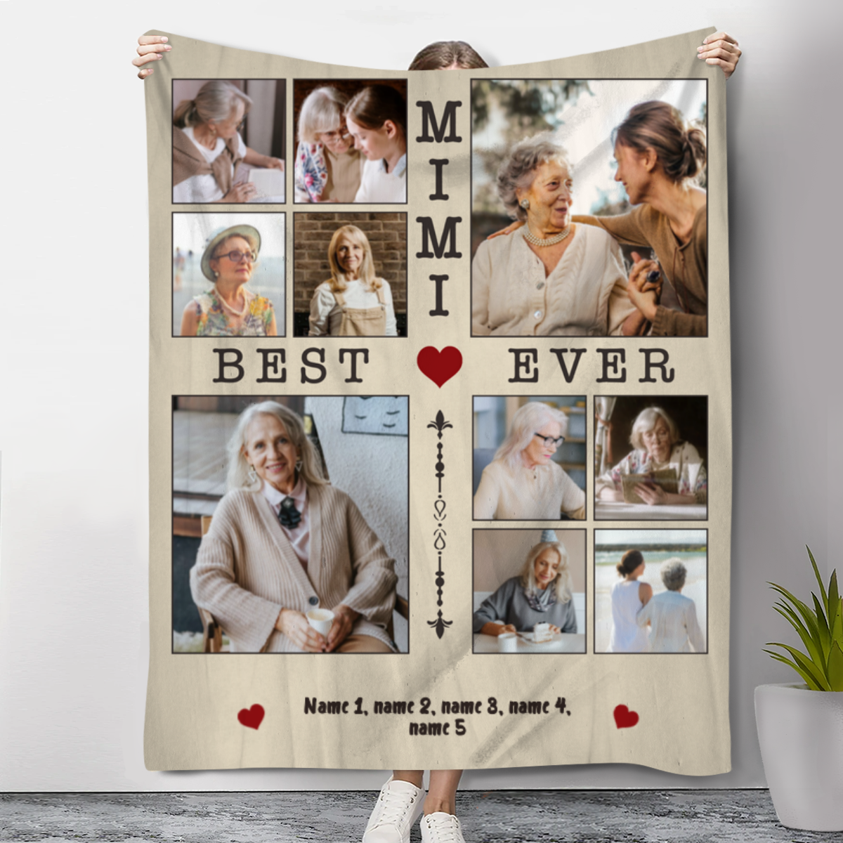 Best Mimi Ever Photo Blanket, Personalized Gift For Mimi With Names