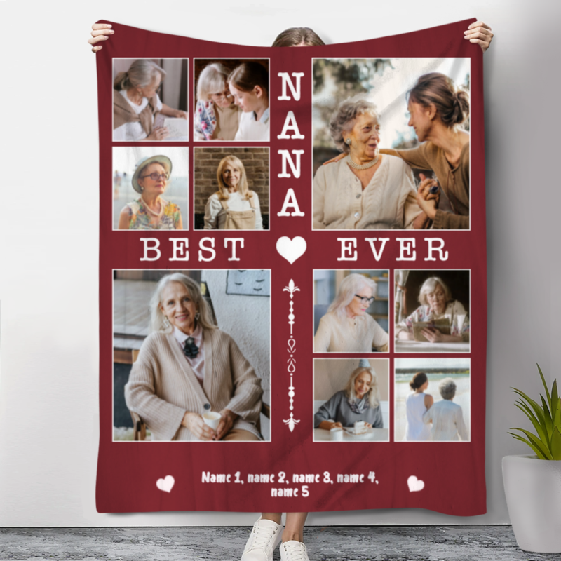 Best Nana Ever Photo Collage Blanket, Gift For Nana On Christmas, Personalized Blanket For Grandma, Nana Grandma Gifts, Nana Blanket