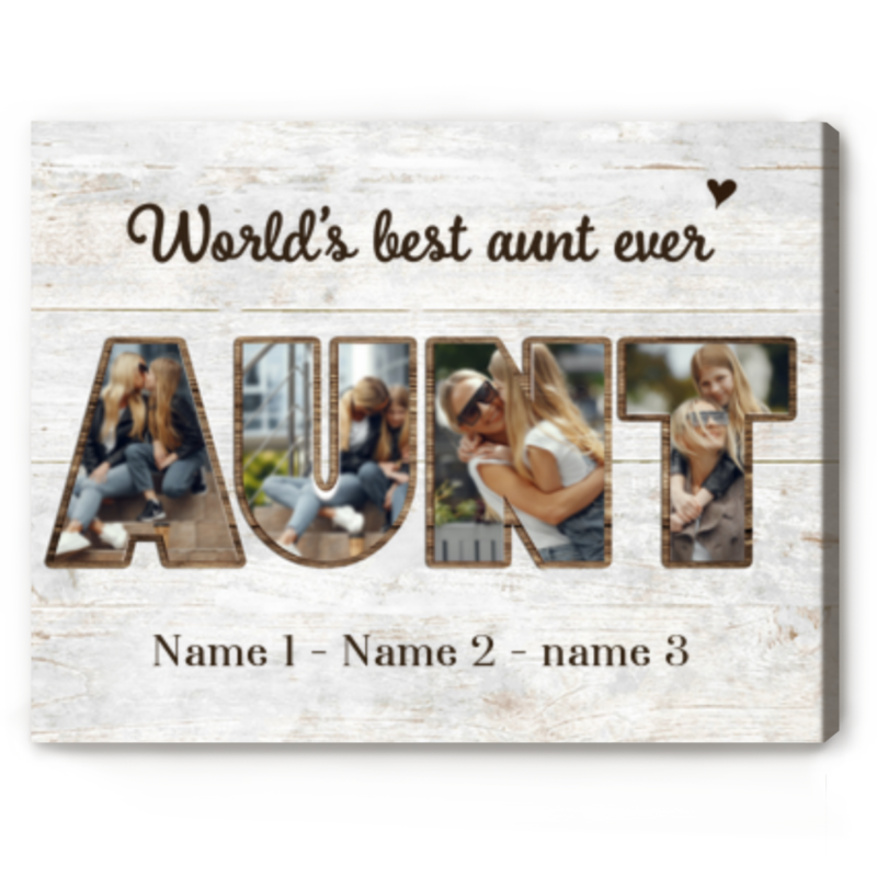 Personalized Aunt Gift - Aunt Picture Canvas, Auntie Birthday Gifts, Aunt Mother's Day Gift, World’s Best Aunt Gifts