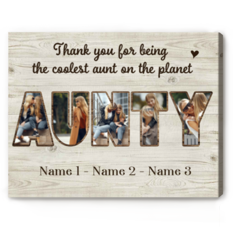 Personalized Aunty Photo Collage Canvas – Mother’s Day Gift for Auntie, Custom Picture Collage Gift from Niece or Nephew