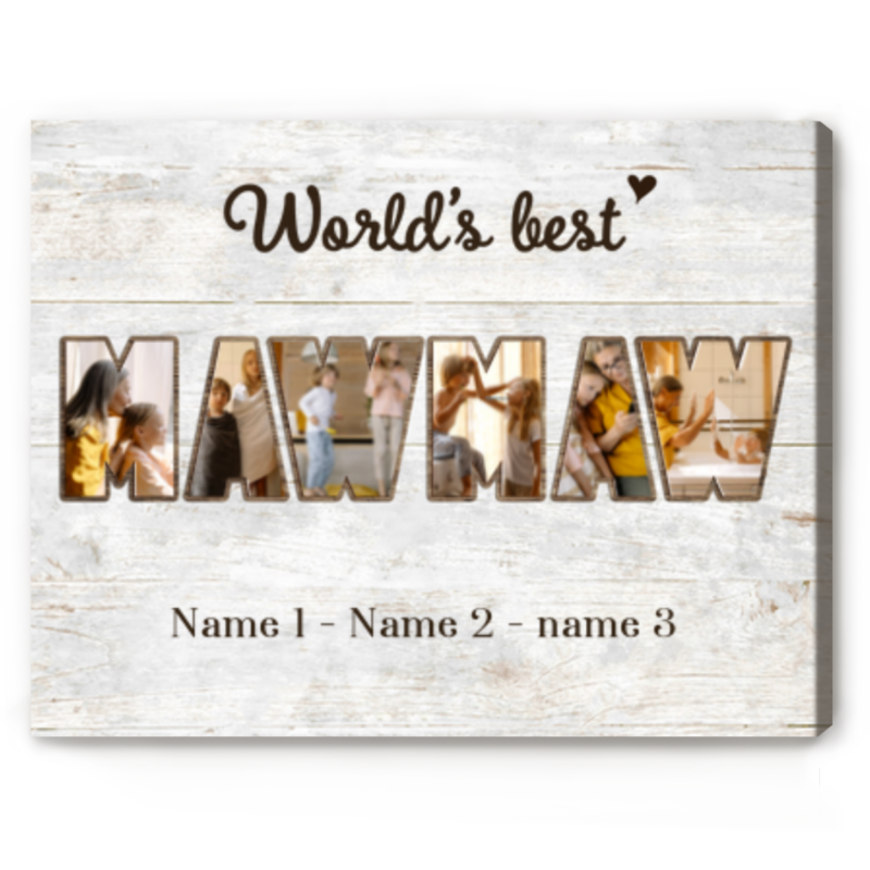 Personalized Mawmaw Photo Canvas – Custom Mother’s Day Gift for Grandmother - Mawmaw Gift from Grandkids - Gifts For Grandma