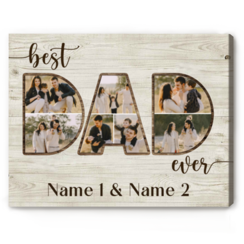 Best Dad Ever Collage Print, Personalized Father's Day Canvas, Picture Gifts For Dad, Dad Birthday Gift from Kids