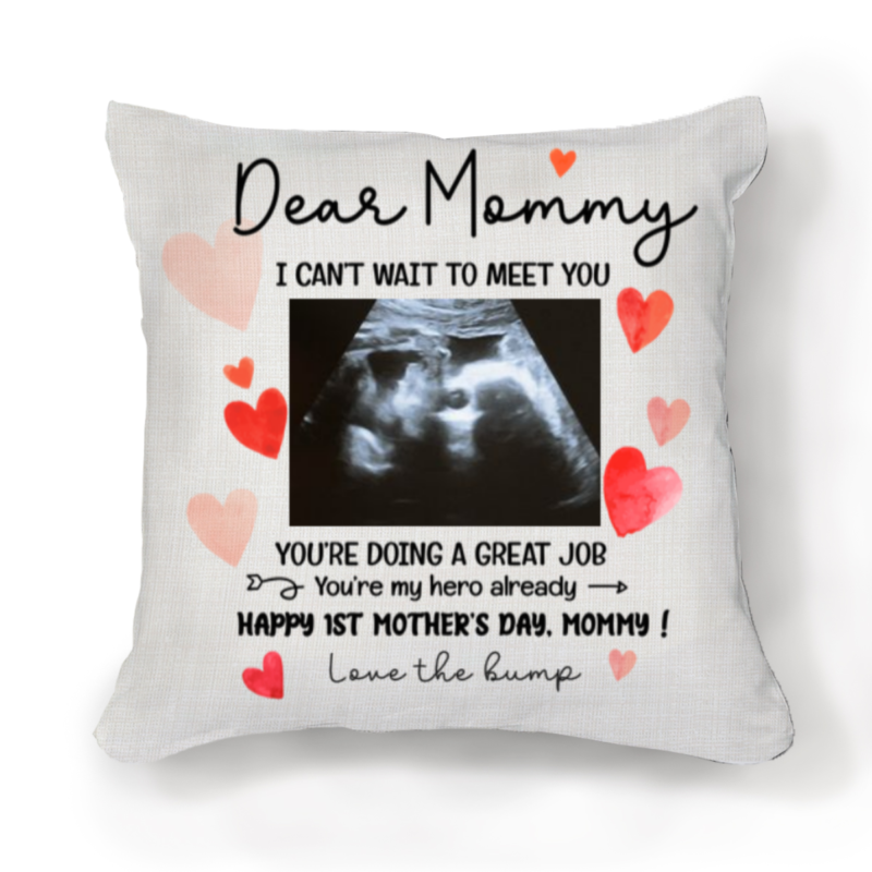 Mother's Day Gift For Expecting Mother, Mom To Be Pillow, Personalized I Can’t Wait To Meet You Pillow, Sonogram Photo Gift