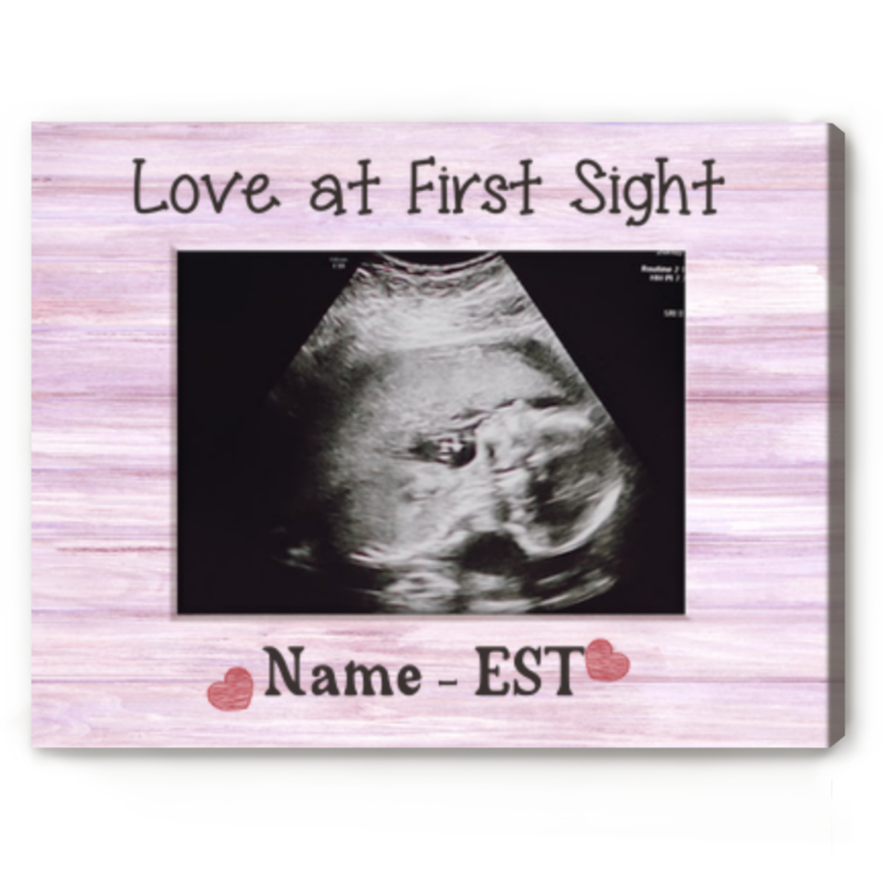 Personalized Pregnancy Scan Canvas, Custom Ultrasound Baby Photo Print, Love at First Sight Nursery Wall Art Decor