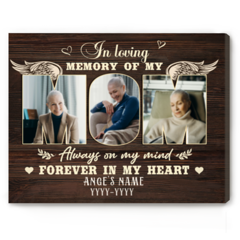 Custom Personalized Memorial Photo Canvas - Gift Idea For Mother's Day/Wife - My Mom/Wife My Angel