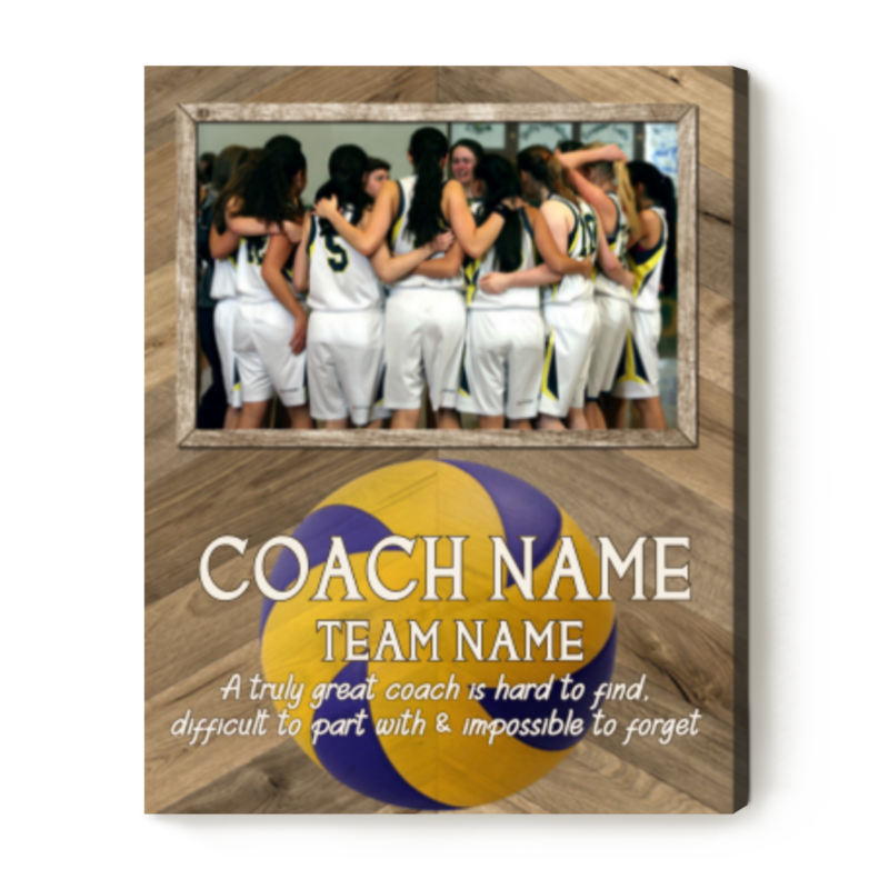 Volleyball Coach Gift With Photo Canvas, Personalized Gift For Volleyball Coach, Volleyball Coach Gift From Team End Of Season