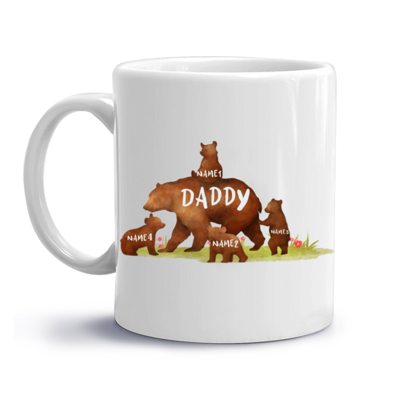 Custom Papa Bear Mug with Kids' Names, Father's Day Mugs, Papa Bear Gifts For Dad Birthday
