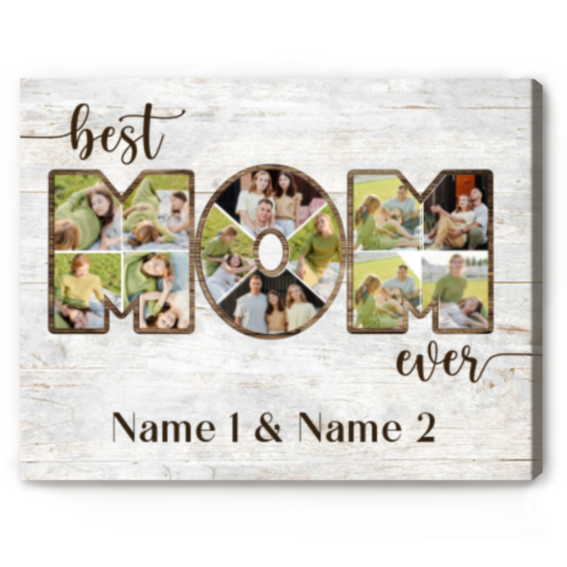 Best Mom Ever Photo Collage Canvas, Mother's Day Gifts From Daughter, Mom Personalized Gifts