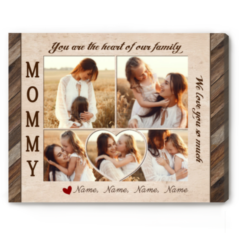 Personalized Mommy Collage Gift From Daughter, Mother's Day Canvas, Mom Picture Canvas, You Are The Heart Of Our Family
