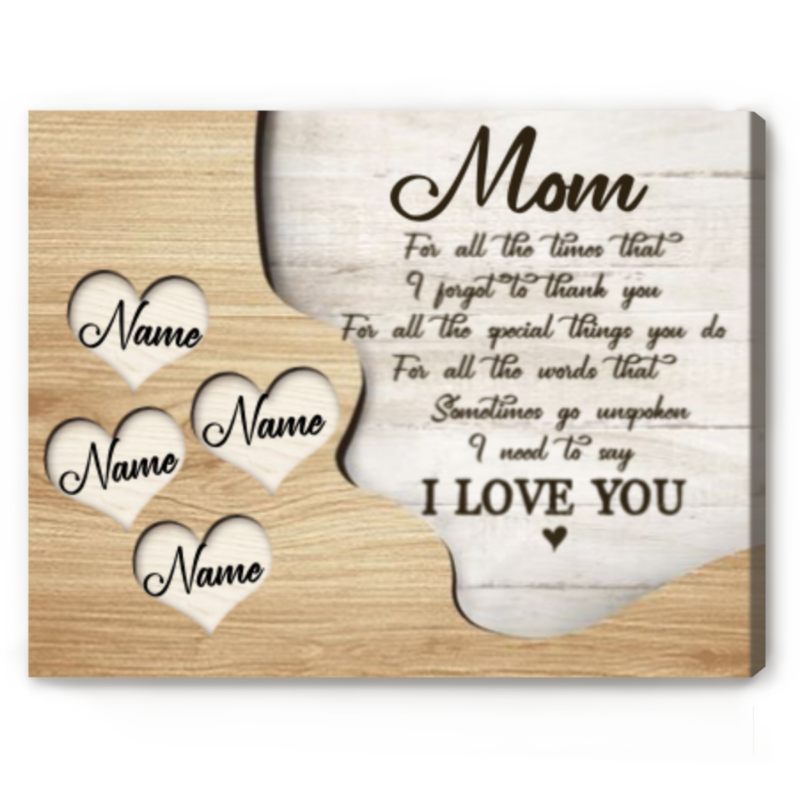 Mothers Day Personalised Gifts Mother Appreciation Gifts from Son or Daughter For All the Time I Forgot to Say Thank You Mom Canvas