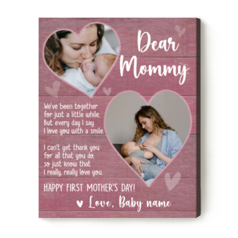 Happy First Mother's Day Personalized Canvas, 1st Time Mom Gift From Baby, New Mom Mothers Day Photo Gift