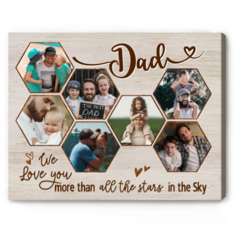 Dad Hive Picture Collage Canvas, Fathers Day Photo Gifts For Dad, We Love You More Than All The Stars In The Sky