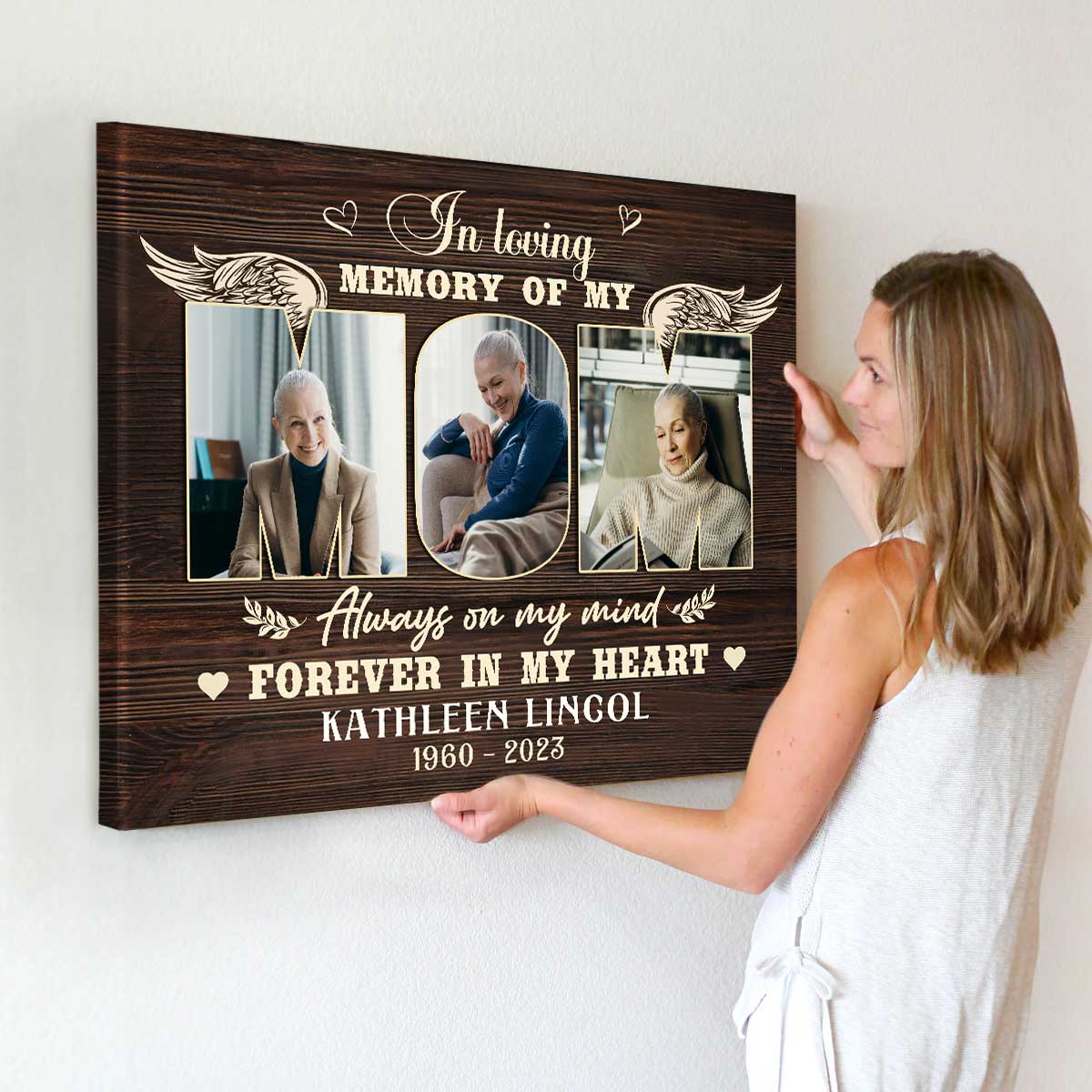 Mom Memorial Gift Photo Collage Canvas, Personalized Gift For Loss Of