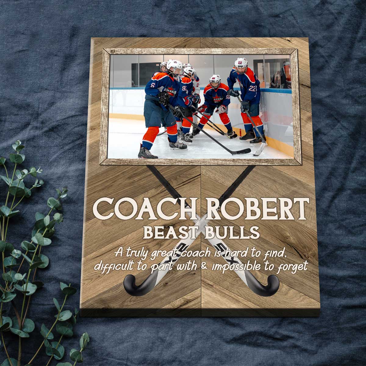 Personalized Hockey Coaches Gift With Photo Canvas, End Of Season