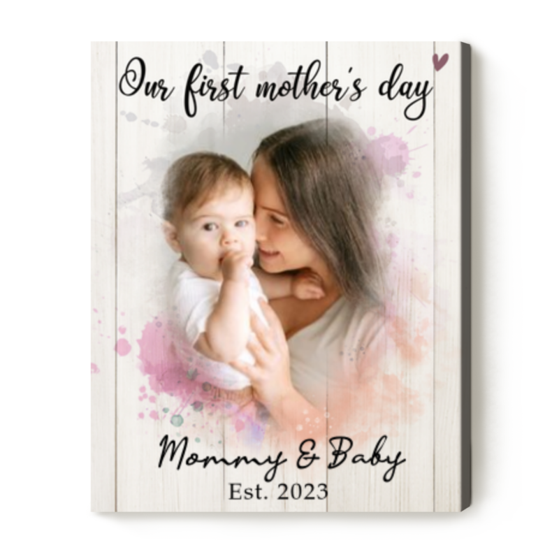 mother and baby portrait canvas first mother's day paintings ideas personalized our first mother's day photo gift