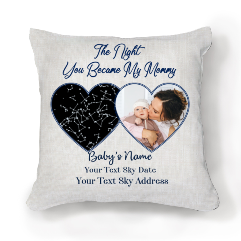 the night you became my mommy pillow night sky with photo new mom gift mommy first mother's day gift