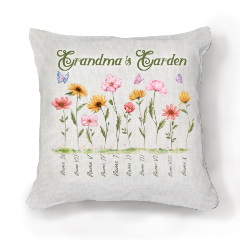 custom grandma's garden pillow with grandkids names grandma mothers day gifts birthday gift for grandma from grandkids