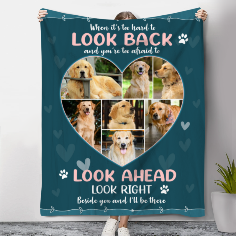 dog heart photo collage blanket personalized gifts for dog lovers when it's too hard to look back