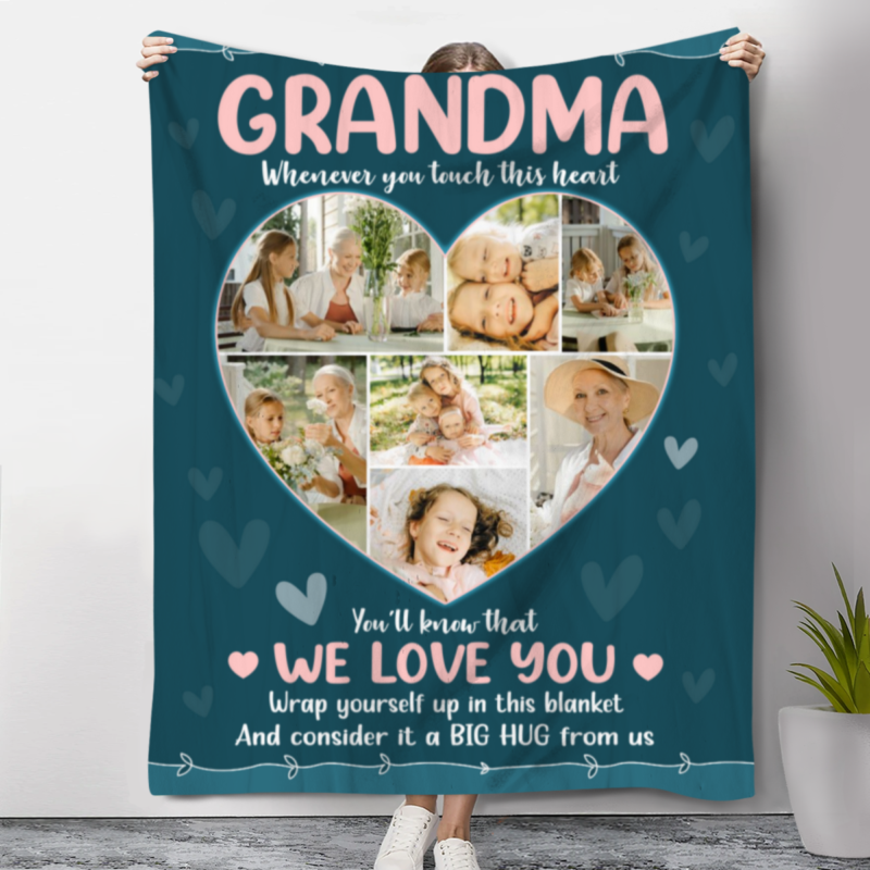 grandma heart photo collage blanket grandma gift for mothers day to grandma from kids grandma we love you
