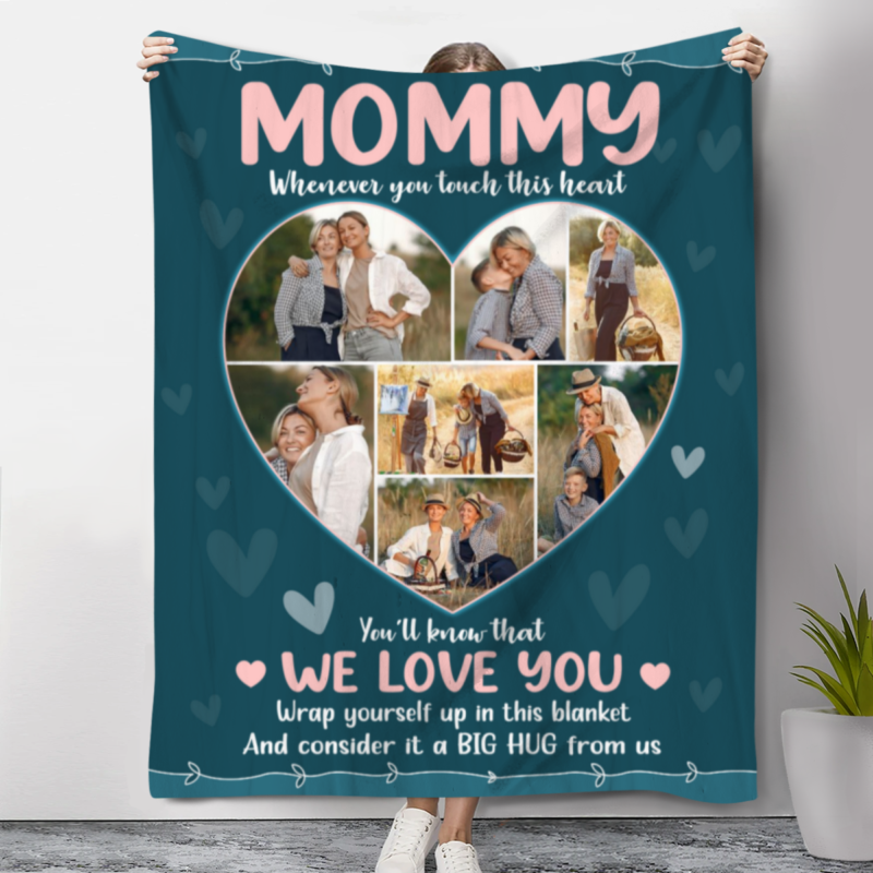 heart photo collage blanket for mommy personalised gift for mom on mother's day mommy we love you
