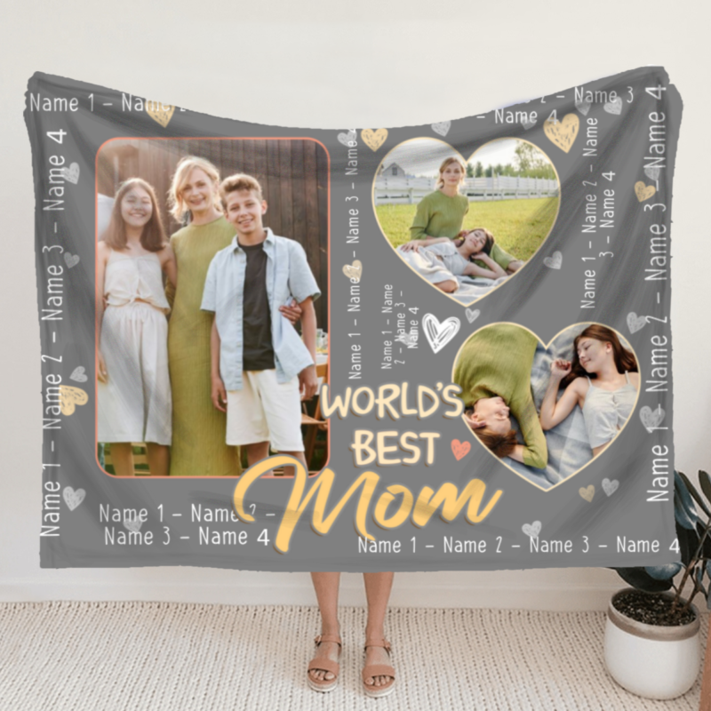 Worlds Best Mom Blanket, Personalize Mothers Day Blanket, Mother's Day Gifts From Daughter, Mom Present For Birthday