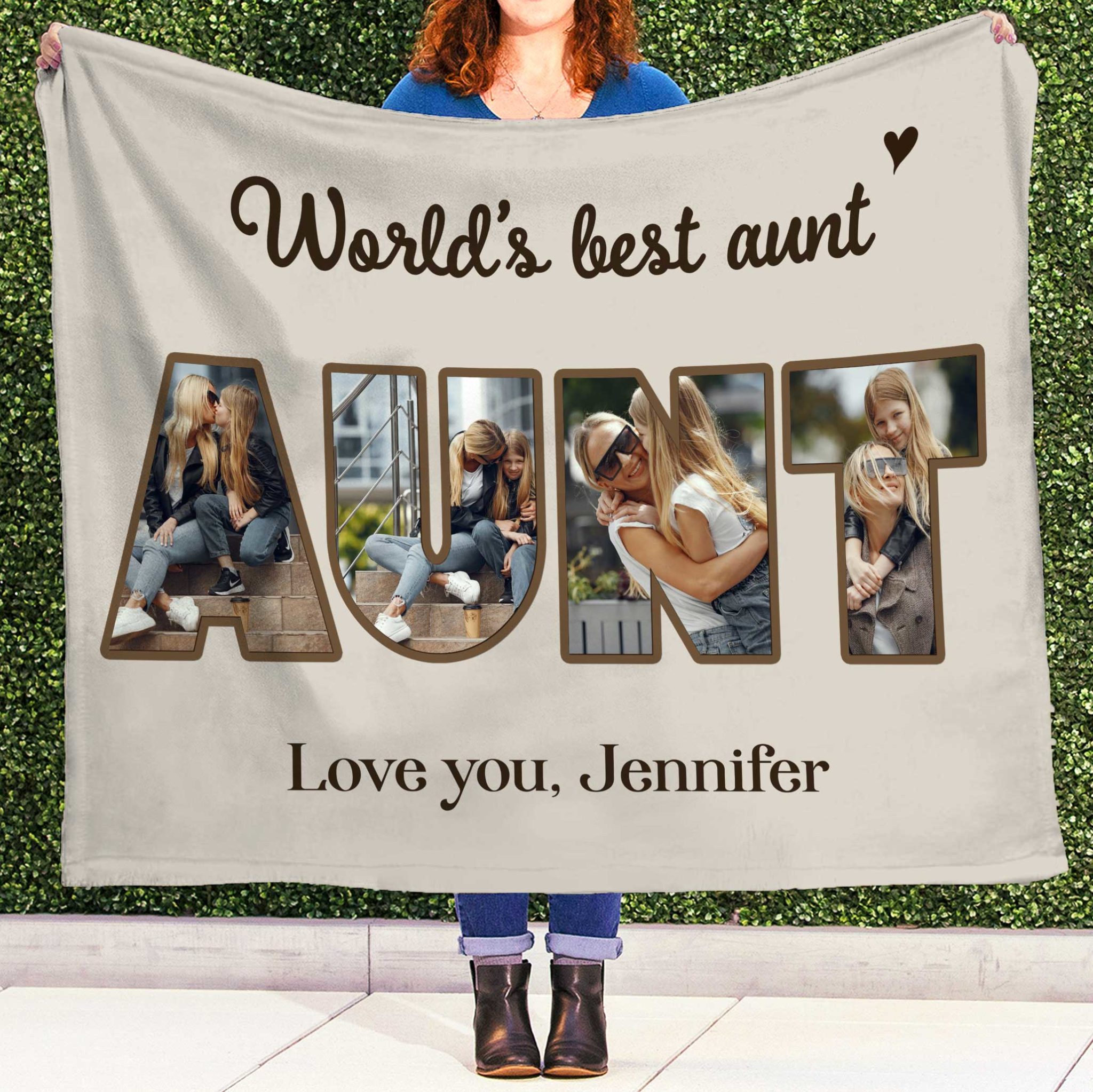 World's Best Aunt Picture Collage Blanket, Mothers Day Gift For Aunt