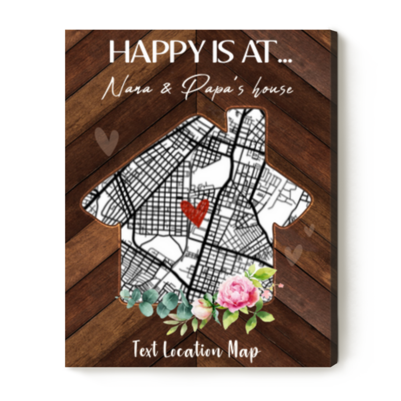 happy is at house map print mothers day gift from grandchildren personalised gift for grandparents