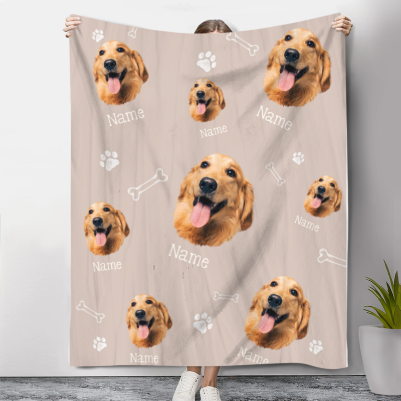 Custom Dog Face Blanket, Personalized Pet Photo Blanket, Put Any Faces On Blanket, Funny Gift for Pet Lovers