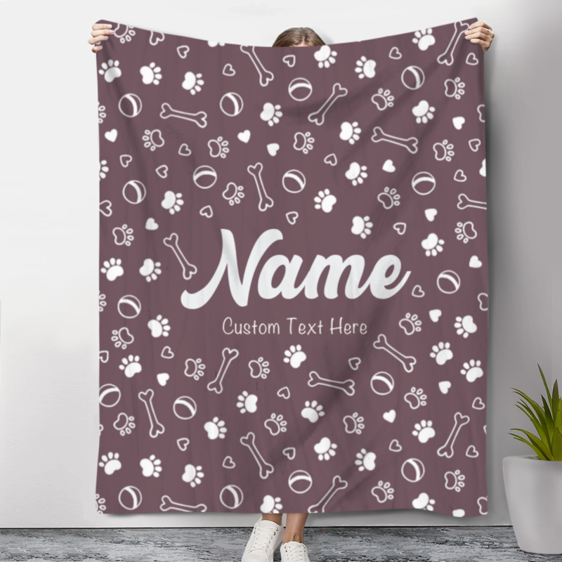 Personalized Dog Name Blanket, Custom Blanket for Pet, Dog Bed Blanket, Pet Lover Gift