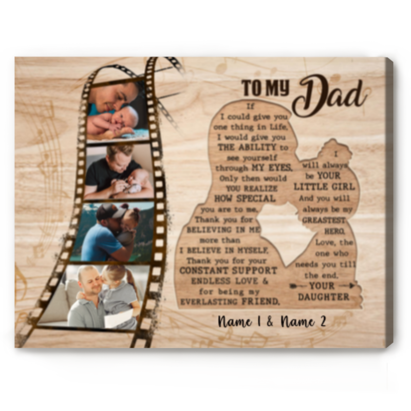 Father Daughter Gifts for Dad, Personalized Christmas Gift From Daughter, To My Dad Canvas Print, Sentimental Gifts For Dad From Daughter
