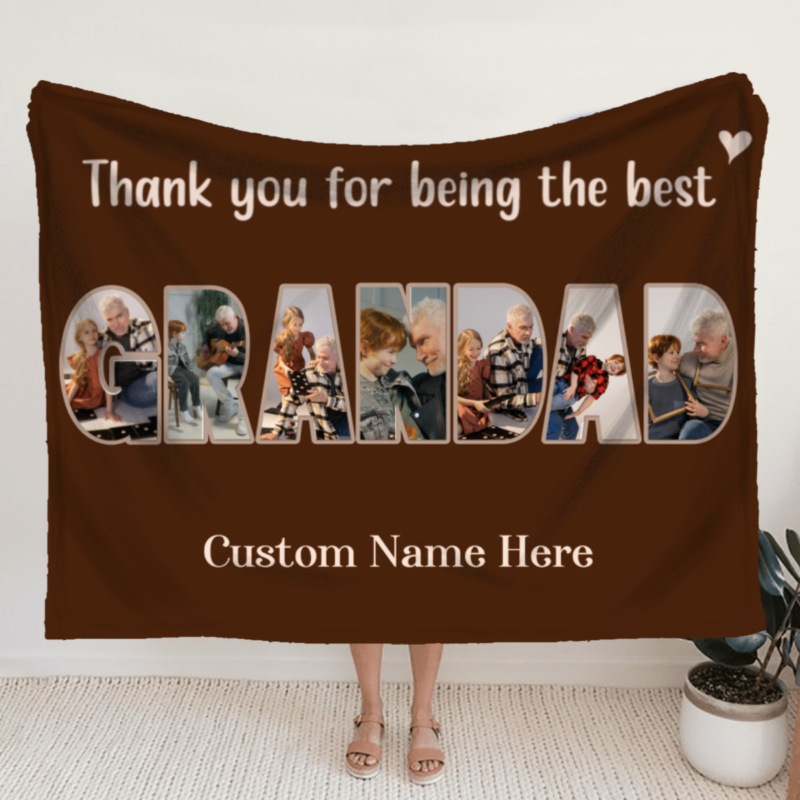 personalized grandad photo blanket grandad gift for father's day customized grandad's gifts thank you for being the best grandad