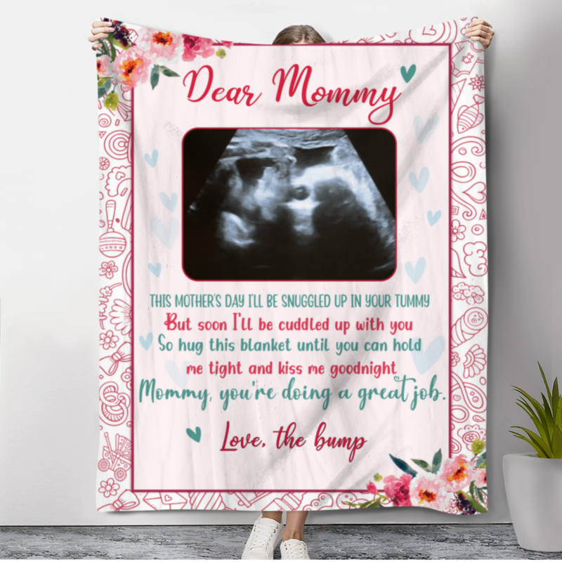 personalized baby ultrasound picture blanket mother's day gift for mom to be mommy you're doing a great job