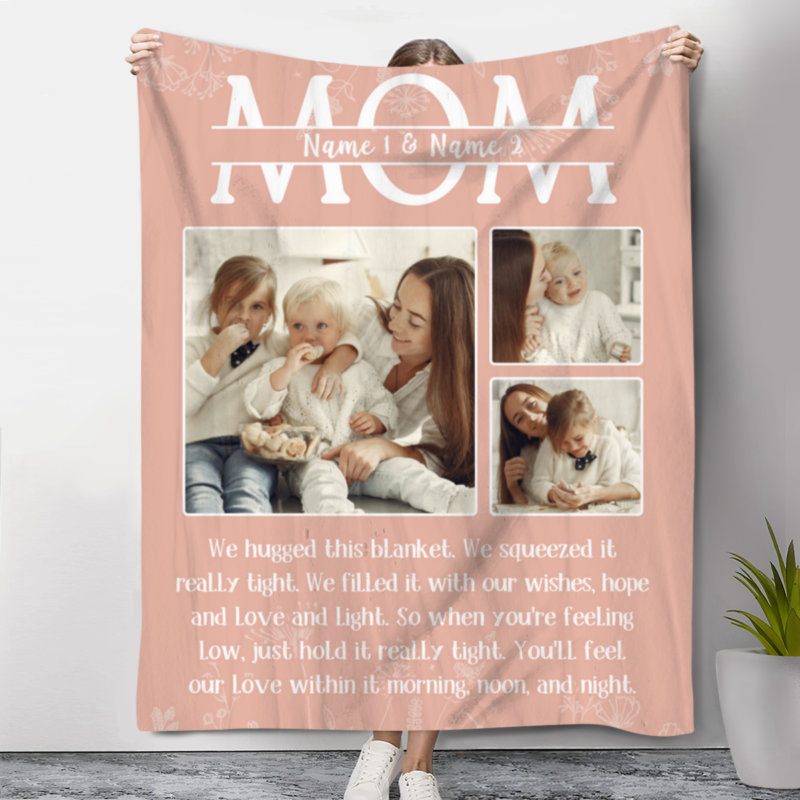 mom we hugged this blanket mother's day present from kids personalized photo blankets for mom