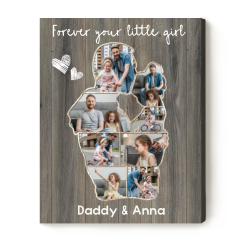 Daughter Father Photo Collage Canvas, Personalized Father's Day Gift From Daughter, Daddy Daughter Gift Ideas