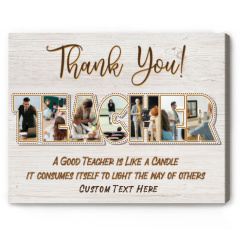 Thank You Teacher Custom Photo Canvas, Personalized Teacher Gifts, Teacher Appreciation Gifts