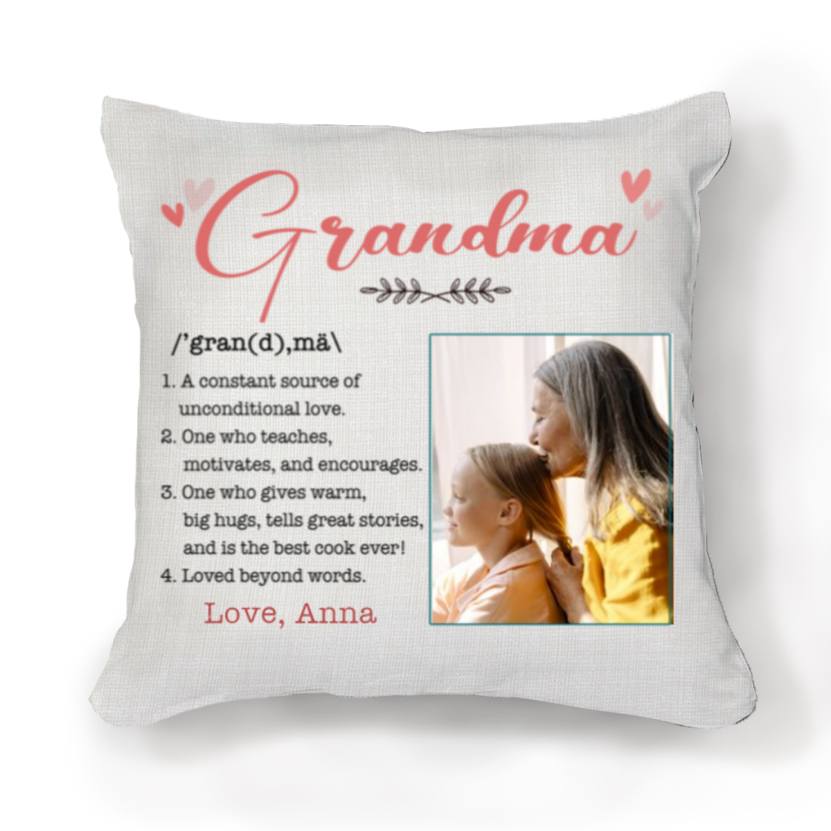 Customized Grandma Definition Throw Pillow, Mother's Day Grandma Gifts