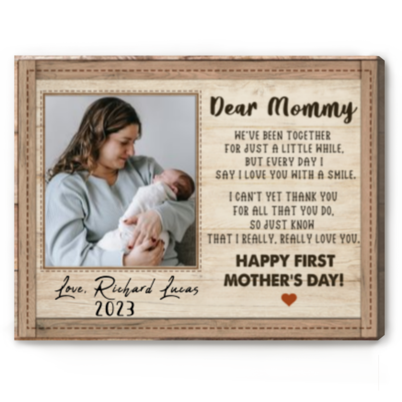Happy First Mothers Day Picture Canvas - Personalized First Mother's Day Gift From Baby - 1st Mothers Day Gift for Wife