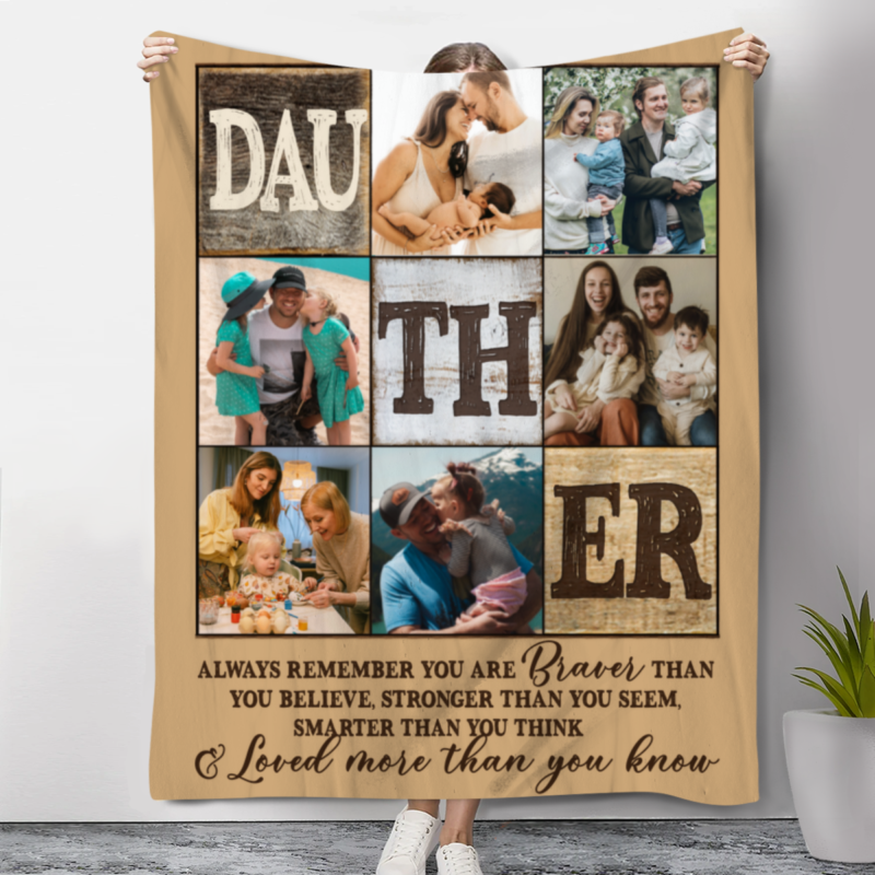 Personalized Photo Blanket For Daughter, Personalized Gifts For Daughter, Birthday Gifts For Daughter